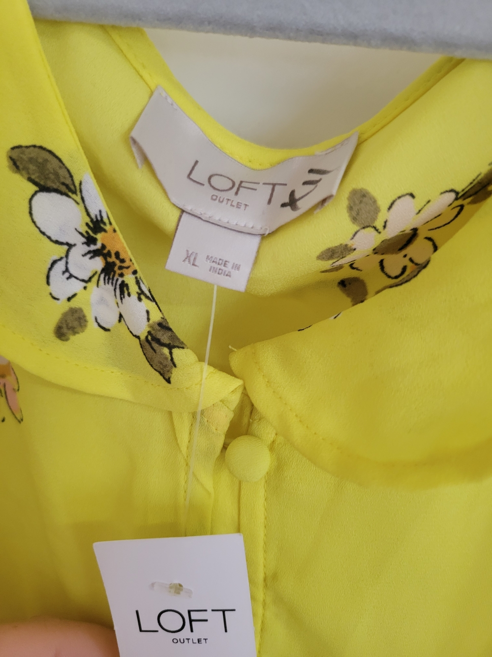 NWT Womens Loft Yellow Floral Ruffle Sleeve Blouse Size XL - Picture 5 of 8